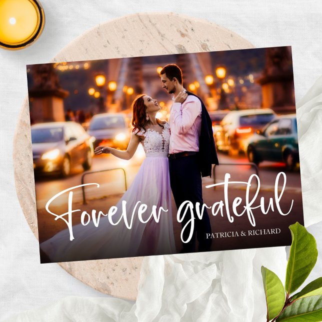 Forever Grateful Wedding Thank You Photo Postcard (Creator Uploaded)