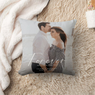 Forever has a nice ring Photo Engagement Modern Cushion