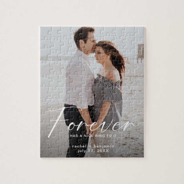Forever has a nice ring Photo Engagement Modern Jigsaw Puzzle (Vertical)