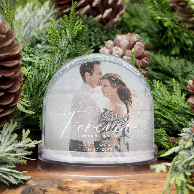 Forever has a nice ring Photo Engagement Modern  Snowglobe (Winter)