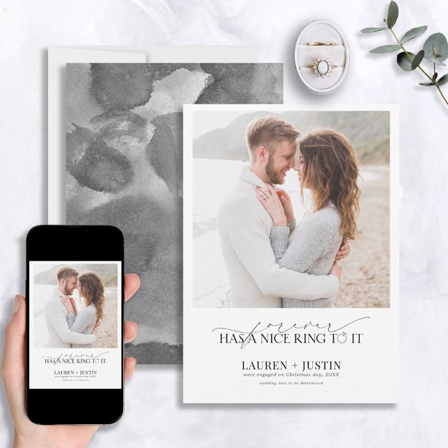 Forever Has a Nice Ring Quote Photo Engagement Invitation (Creator Uploaded)