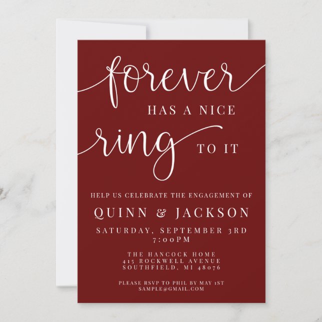 Forever Has A Nice Ring To It Engagement Invite (Front)