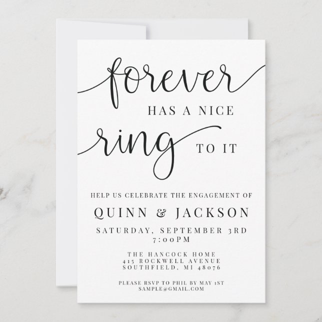 Forever Has A Nice Ring To It Engagement Invite (Front)
