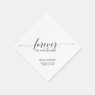 Forever Hearts   Elegant Script Memorial Funeral Napkin
