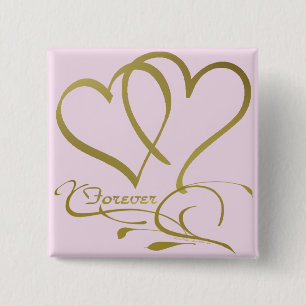 Forever Hearts Gold editable background colours 15 Cm Square Badge