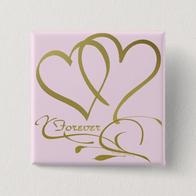 Forever Hearts Gold editable background colours 15 Cm Square Badge (Front)