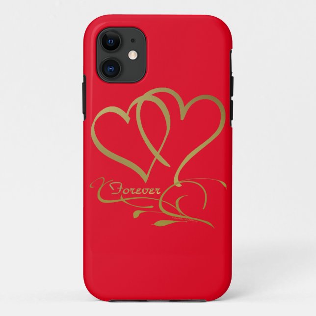 Forever Hearts Gold editable background colours Case-Mate iPhone Case (Back)