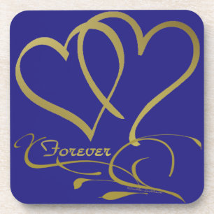 Forever Hearts Gold editable background colours Coaster