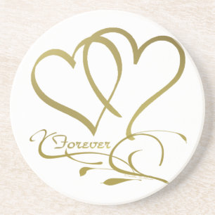 Forever Hearts Gold editable background colours Coaster