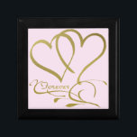 Forever Hearts Gold editable background colours Gift Box<br><div class="desc">Customise with names,  dates and background colours.</div>