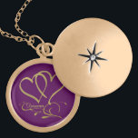 Forever Hearts Gold editable background colours Gold Plated Necklace<br><div class="desc">Customise with names,  dates and background colours.</div>