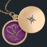 Forever Hearts Gold editable background colours Gold Plated Necklace<br><div class="desc">Customise with names,  dates and background colours.</div>