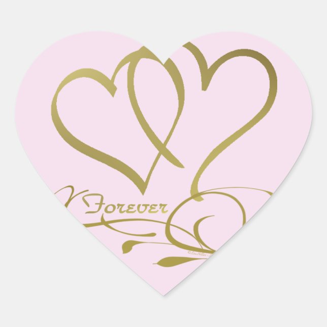 Forever Hearts Gold editable background colours Heart Sticker (Front)