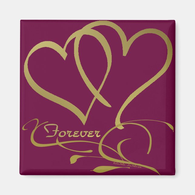 Forever Hearts Gold editable background colours Magnet (Front)