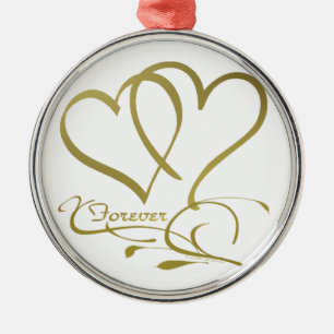 Forever Hearts Gold editable background colours Metal Tree Decoration