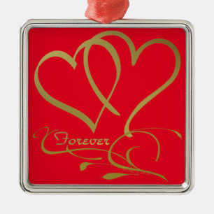 Forever Hearts Gold editable background colours Metal Tree Decoration