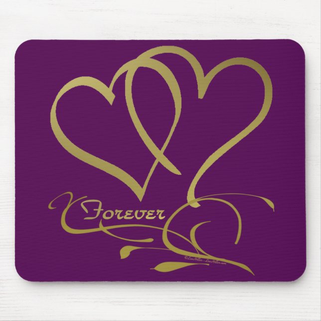 Forever Hearts Gold editable background colours Mouse Mat (Front)