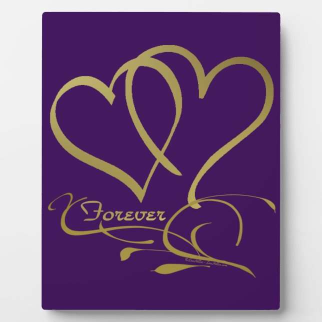 Forever Hearts Gold editable background colours Plaque (Front)