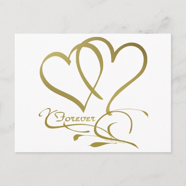 Forever Hearts Gold editable background colours Postcard (Front)