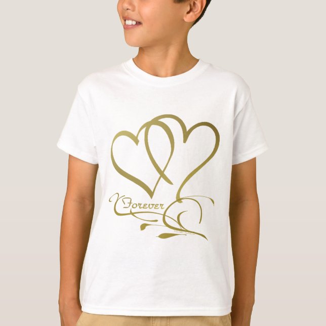 Forever Hearts Gold editable background colours T-Shirt (Front)