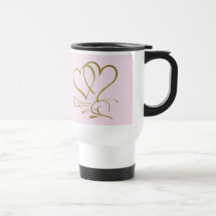 Forever Hearts Gold editable background colours Travel Mug