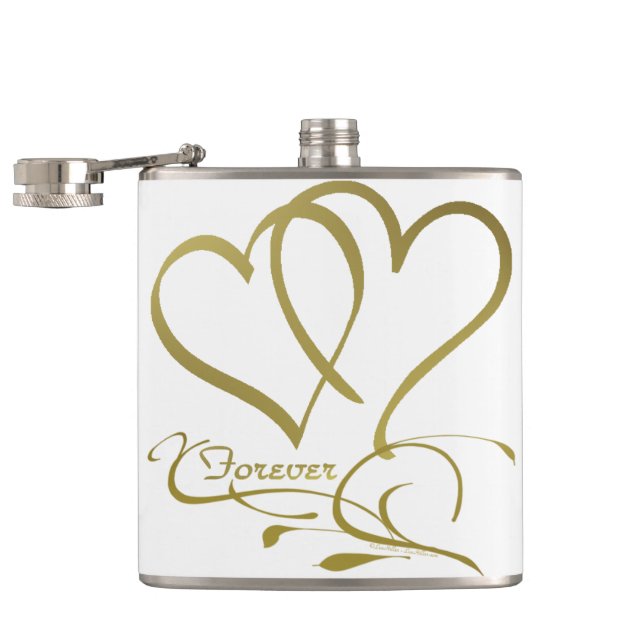 Forever Hearts Gold on White Hip Flask (Opened)