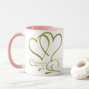Forever Hearts Gold on White Mug