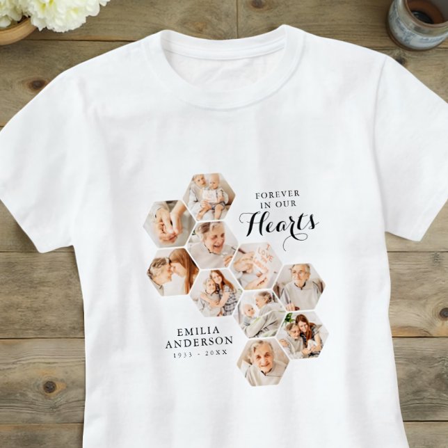Forever Hearts Memorial Modern 10 Photos T-Shirt (Creator Uploaded)