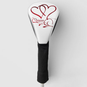 Forever Hearts Red on White Golf Head Cover