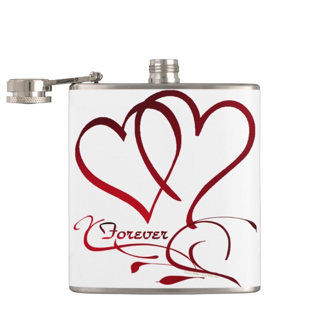 Forever Hearts Red on White Hip Flask (Opened)