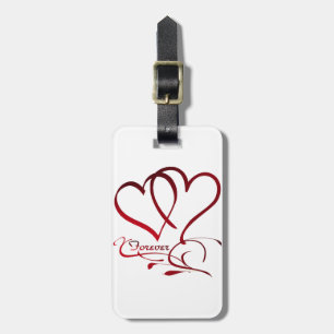 Forever Hearts Red on White Luggage Tag
