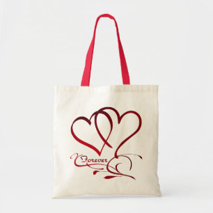 Forever Hearts Red on White Tote Bag