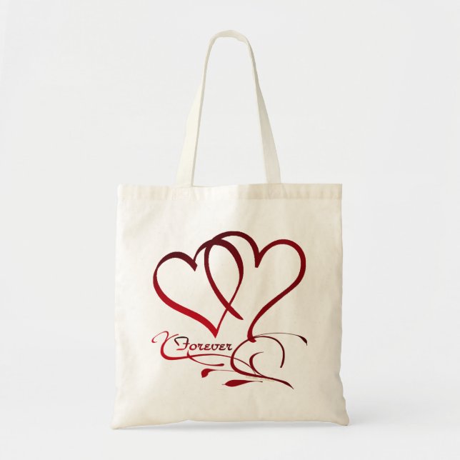 Forever Hearts Red on White Tote Bag (Front)