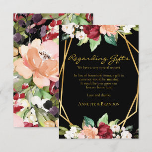 Forever Home Fund Black Gold Geometric Floral Enclosure Card