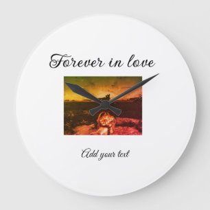 Forever in love add couple photo wedding engaged a large clock