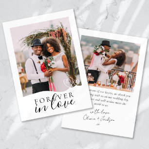 Forever in Love Calligraphy Wedding Photo Thank You Card