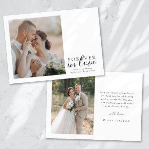 Forever in Love Calligraphy Wedding Photo Thank You Card