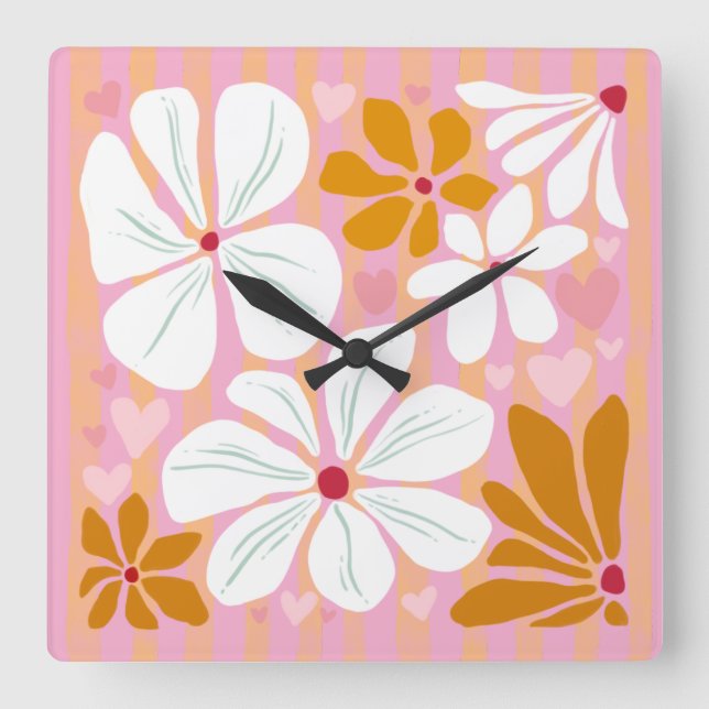 Forever in love gift clock romance pink hearts (Front)