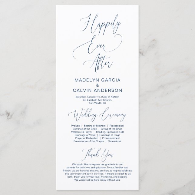 Forever in love, modern classy Wedding Ceremony Pr Programme (Front)