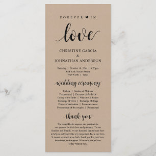 Forever in love, Modern Wedding Ceremony, kraft Programme