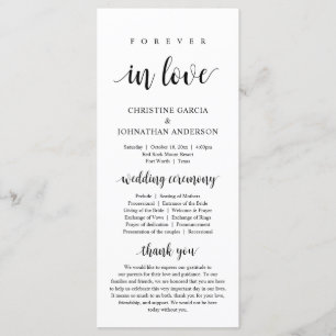 Forever in love, Modern Wedding Ceremony Programme
