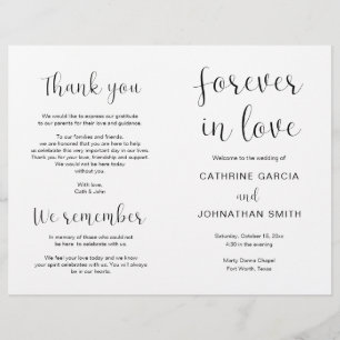Forever in love, Modern Wedding Foldable Program