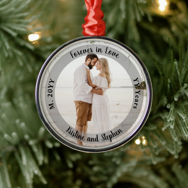 Forever in Love Wedding Anniversary Photo Metal Tree Decoration (Tree)