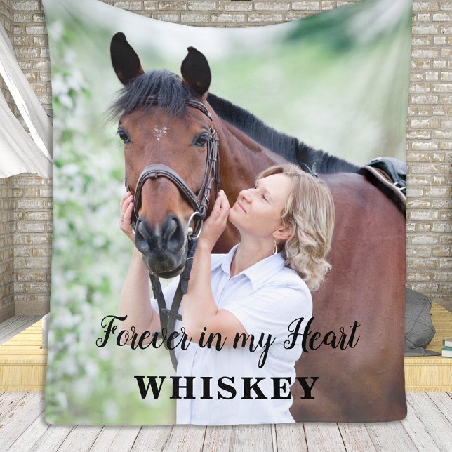 Forever in my Heart Custom Horse Photo Memorial Fleece Blanket (Creator Uploaded)