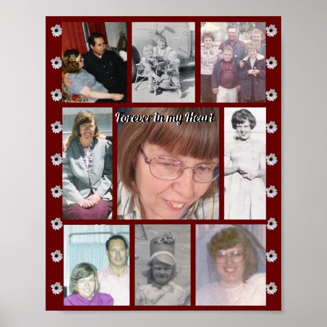 Forever In My Heart Nine Photo Red Daisy Poster (Front)