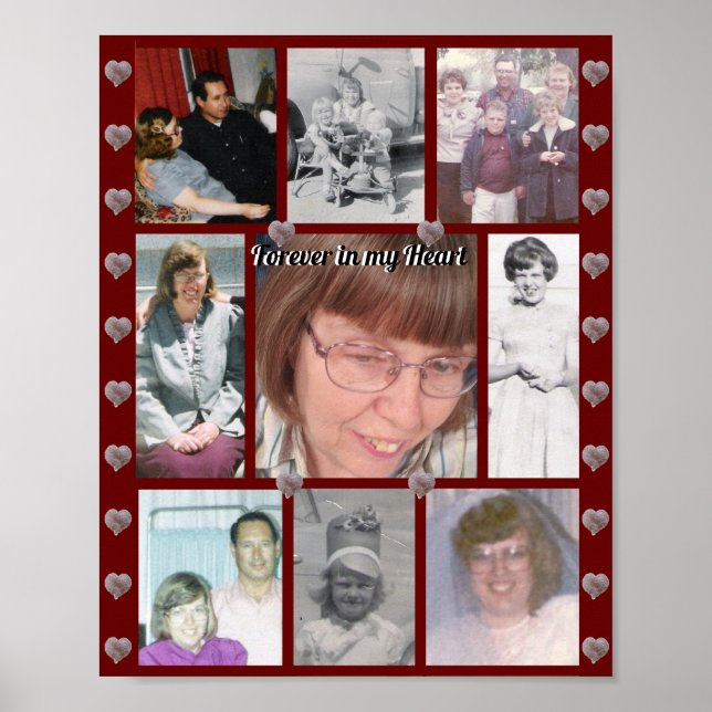 Forever In My Heart Photo Collage Hearts Red Poster (Front)