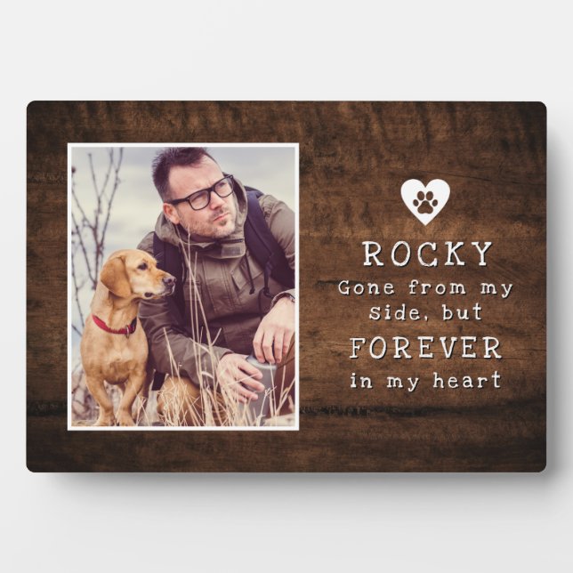 Forever in My Heart Photo & Name Dog/Cat Memorial Plaque (Front)