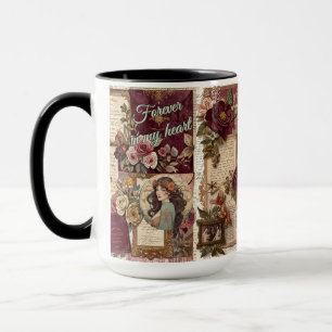 Forever In My Heart Vintage Floral Romantic Mug
