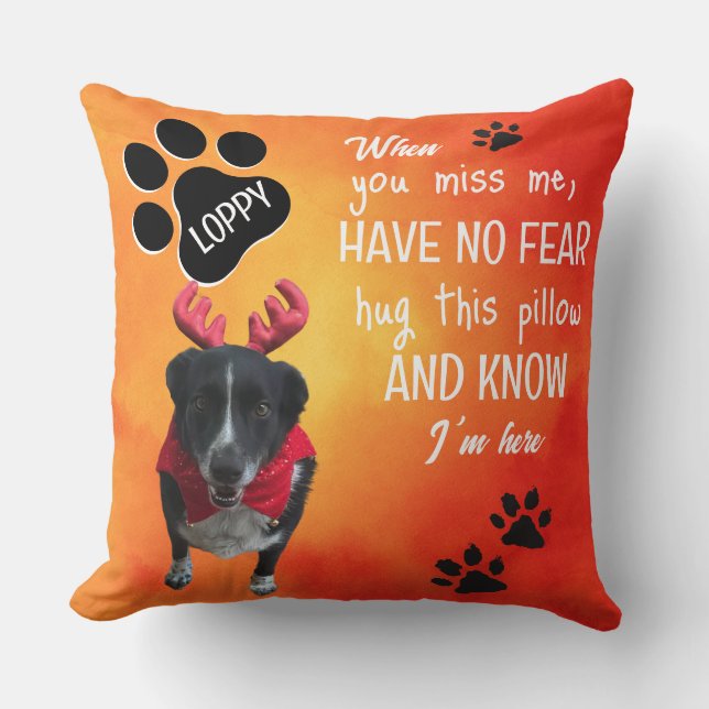 Forever in our heart - Loppy dog memorial Cushion (Front)