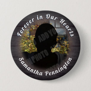 Forever in Our Heart Memory Photo Remembrance Gray 7.5 Cm Round Badge